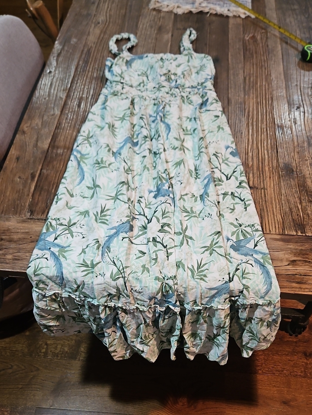 Laura Ashley Blue and Green Botanical Maxi Dress Size Medium Pockets